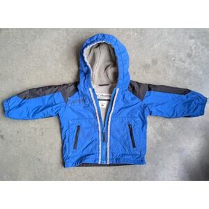 Columbia Winter Jacket Little Boy's Size 2T Blue Waterproof Snow Coat Sherpa